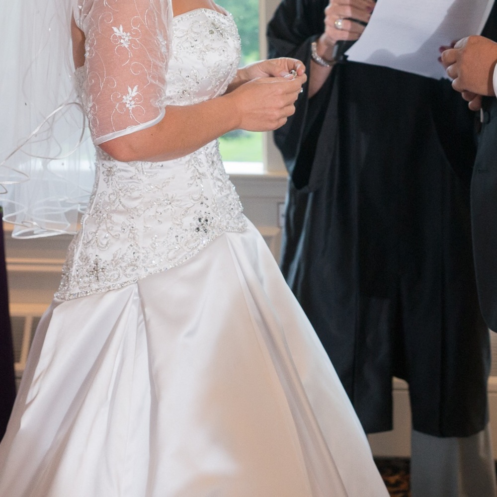 Demetrios White Ballgown Corset Back Wedding Dress